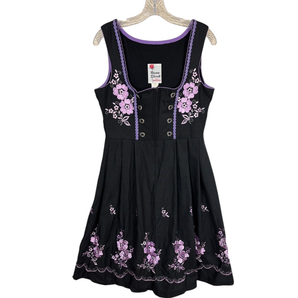 Black Dress with Lavender Floral Embroidery